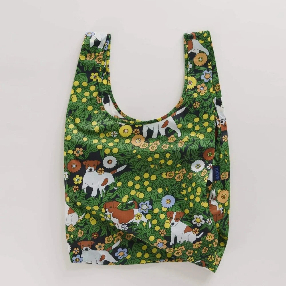BAGGU STANDARD REUSABLE TOTE BAG IN CHAMOMILE TERRIER - Picture 1 of 3